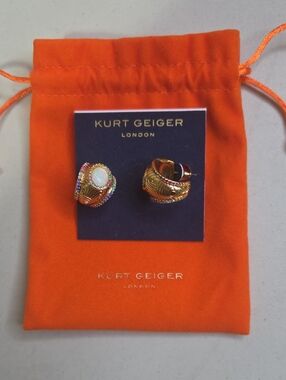 Kurt Geiger Gold Hoop Earrings with Iridescent Opal Accents